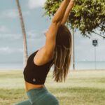 Outdoor Exercise - Woman Posing on Yoga Mat Outdoor