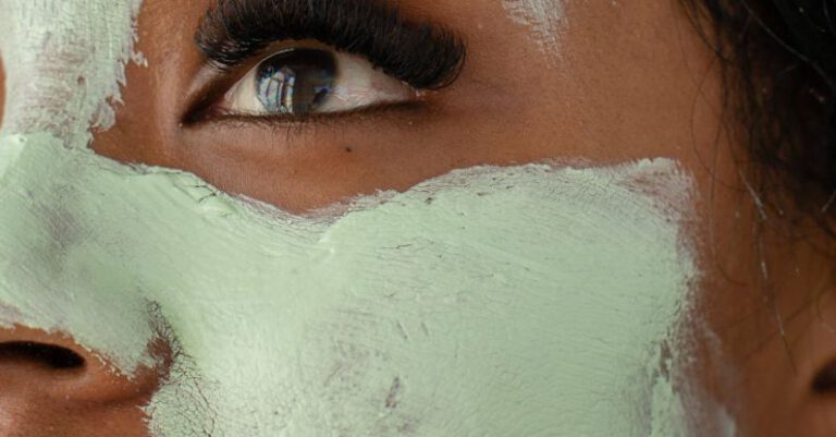 Wellness Routine - Anonymous black woman with clay mask